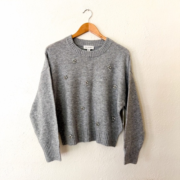 Free Assembly Sweater with Rhinestones in Heather Grey - Picture 2 of 8